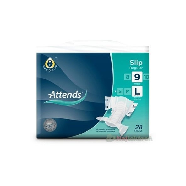 ATTENDS Slip Regular 9 L plienkové nohavičky, savosť 2899ml, obvod bokov 100-150cm, 28ks