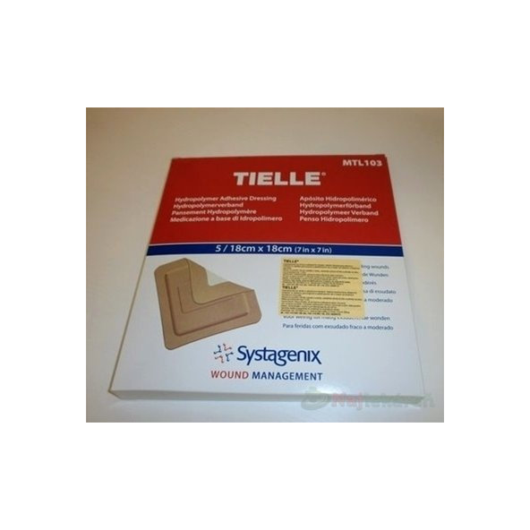 TIELLE hydropolymérový obväz lepivý s adhezívnym okrajom (18x18cm) 5ks