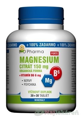 E-shop BIO Pharma Magnesium citrát 150mg + Vitamín B6