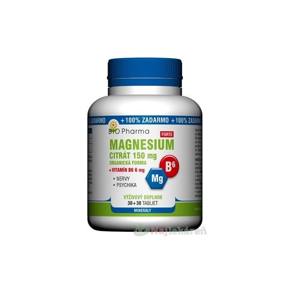 BIO Pharma Magnesium citrát 150mg + Vitamín B6