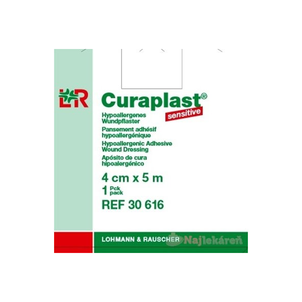 CURAPLAST Sensitive 4cmx5m rychloobväz na rany-5m rolka v dávkovacej škatuli 1ks
