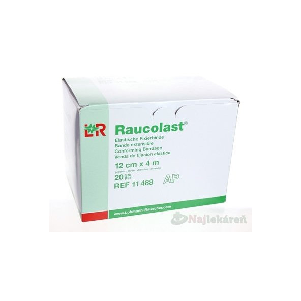 RAUCOLAST 12cmx4m obväz elastický fixačný, voľne v škatuli 20ks