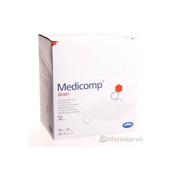 MEDICOMP DRAIN kompres z netkaného textilu sterilný 10x10cm 50ks