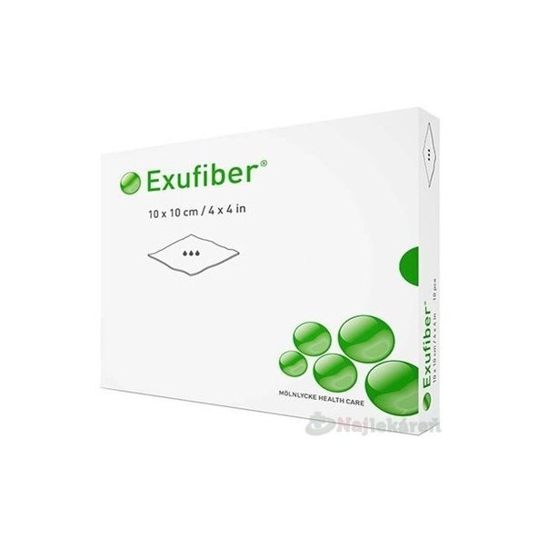 Exufiber 10x10cm krytie na rany hydrovláknité 10ks