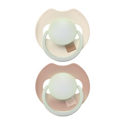 Lovi Prime silikónový dynamický svetielkujúci cumlík 18m+ 2ks Ivory/Blush