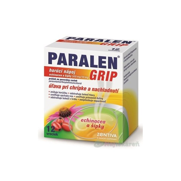 PARALEN GRIP horúci nápoj echinacea a šípky na chrípku 12 vreciek