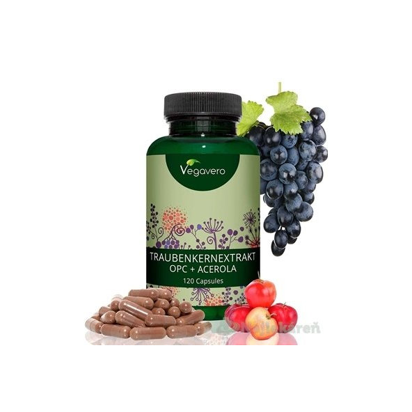 Vegavero Extrakt z hroznových jadier OPC + Acerola