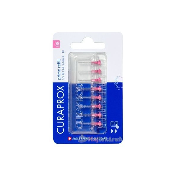 CURAPROX CPS 08 prime refill ružová medzizubné kefky bez držiaka 8 ks