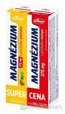 E-shop VITAR MAGNÉZIUM 375 mg DUOPACK s príchuťou manga a ananásu 2x20ks 1set
