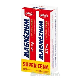 VITAR MAGNÉZIUM 375 mg DUOPACK s príchuťou manga 2x20ks 1set