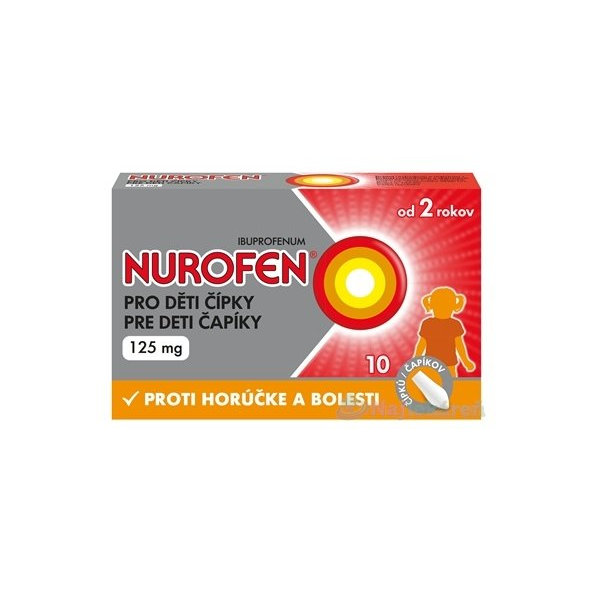 NUROFEN pre deti 125 mg na bolesť a teplotu 10 čapíkov