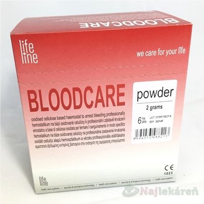 E-shop BLOODCARE powder sterilné vstrebateľné hemostatikum 6x2g