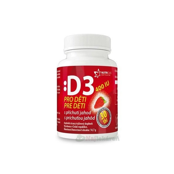 NUTRICIUS Vitamín D3 pre deti 400 IU, 30 ks