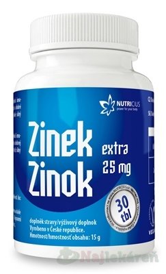 E-shop NUTRICIUS Zinok EXTRA 25 mg 30 tabliet