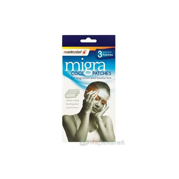 Migra Cool chladivá náplasť na bolesť hlavy a migrénu 3 ks
