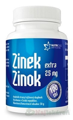 E-shop NUTRICIUS Zinok EXTRA 25 mg,100 tbl