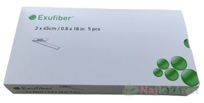 Exufiber 2x45cm krytie na rany hydrovláknité 5ks