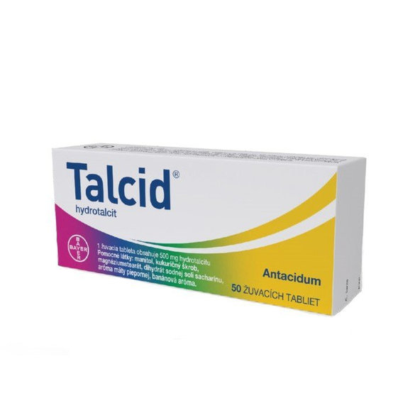Talcid na liečbu príznakov pálenia záhy 500 mg 50 tabliet
