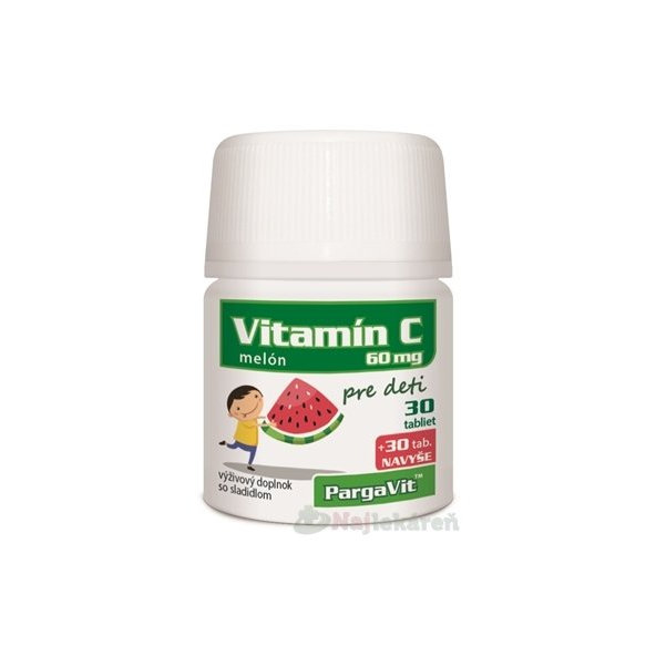 PargaVit VITAMÍN C Melón Pre deti, 60 ks