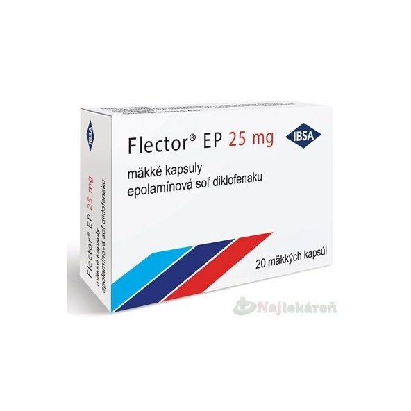 Flector EP 25 mg na bolesť kĺbov, svalov a šliach 20 kapsúl