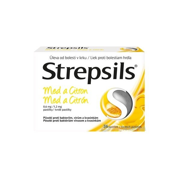 Strepsils Med a Citrón na bolesť hrdla 36 pastiliek