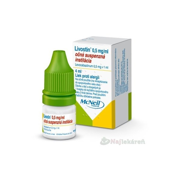 Livostin 0,5 mg/ ml očné kvapky proti alergii 4ml
