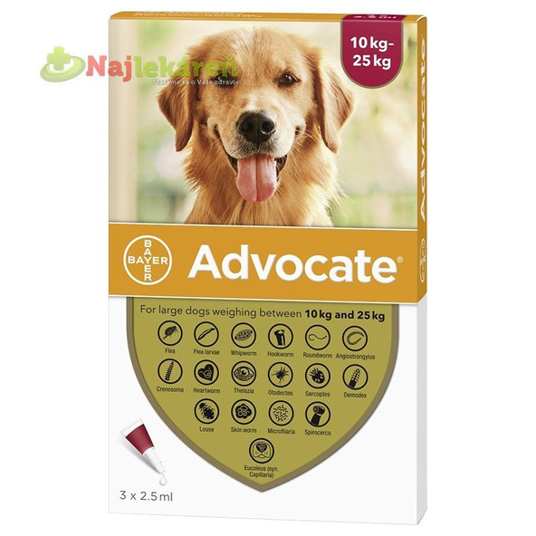 Advocate spot-on pipeta pre veľké psy proti parazitom 3x2,5ml