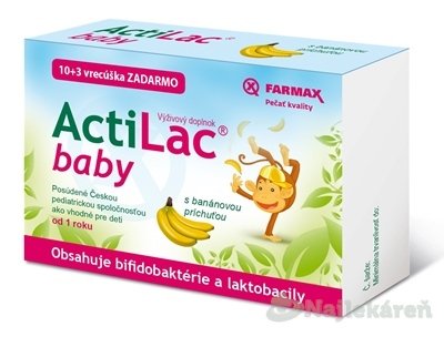 E-shop FARMAX ActiLac baby vrecúška (s banánovou príchuťou) pre správne fungovanie čriev, 1x13 ks
