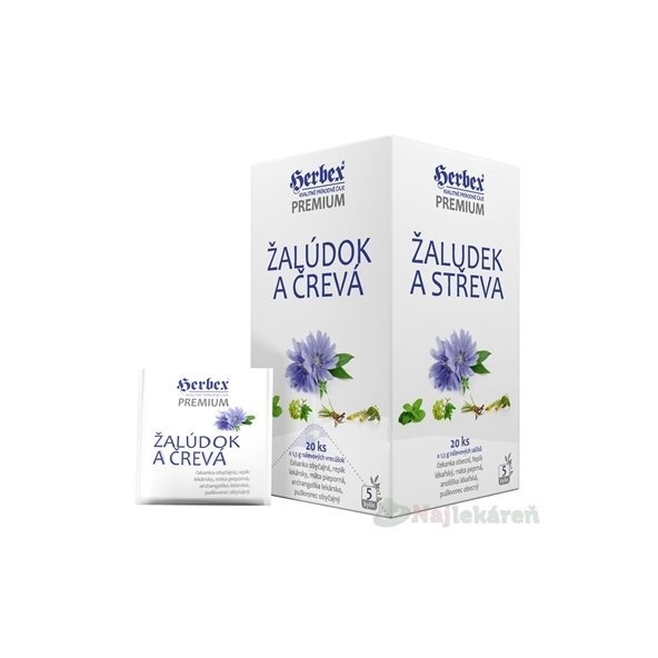 HERBEX Premium ŽALÚDOK A ČREVÁ bylinná zmes, čaj 20x1,5g