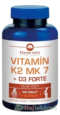 E-shop Pharma Activ Vitamín K2 MK 7 + D3 FORTE, 125 ks