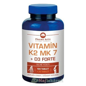 Pharma Activ Vitamín K2 MK 7 + D3 FORTE, 125 ks