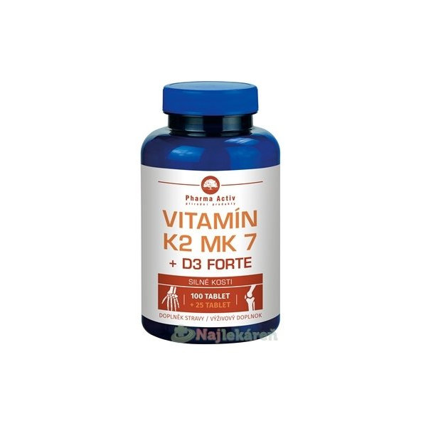 Pharma Activ Vitamín K2 MK 7 + D3 FORTE, 125 ks