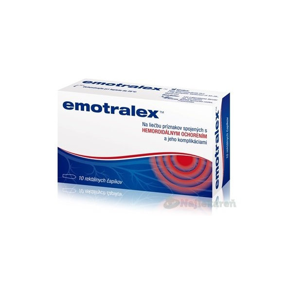 Emotralex rektálne čapíky na liečbu hemoroidov 10 ks