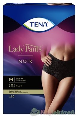 E-shop TENA Lady Pants Plus Noir M čierne dámske naťahovacie inkontinenčné nohavičky 30ks