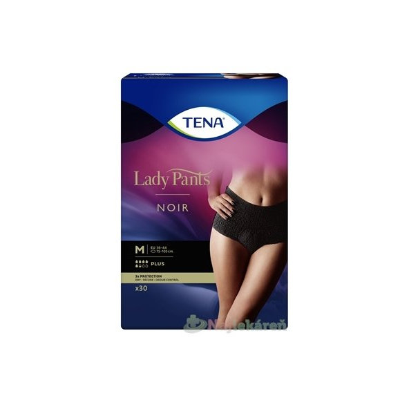 TENA Lady Pants Plus Noir M čierne dámske naťahovacie inkontinenčné nohavičky 30ks