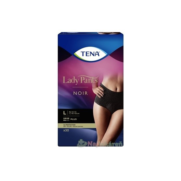 TENA Lady Pants Plus Noir L čierne dámske naťahovacie inkontinenčné nohavičky 30ks