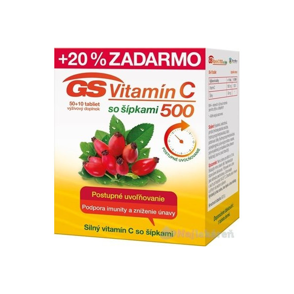 GS Vitamín C 500 so šípkami 50+10 tbl