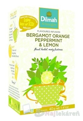 E-shop Dilmah BERGAMOT ORANGE PEPPERMINT & LEMON porcovaný čaj 20x2g