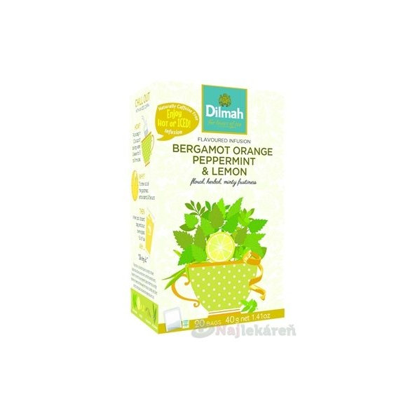 Dilmah BERGAMOT ORANGE PEPPERMINT & LEMON porcovaný čaj 20x2g