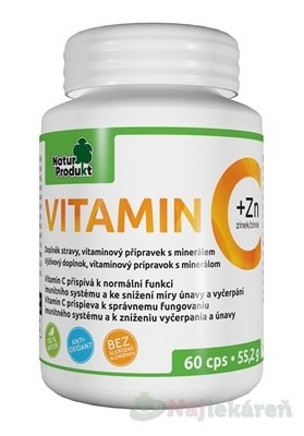 E-shop NaturProdukt VITAMÍN C 500 mg + Zinok 10mg, 60 ks