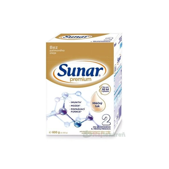 Sunar Premium 2 mliečna výživa, 600g