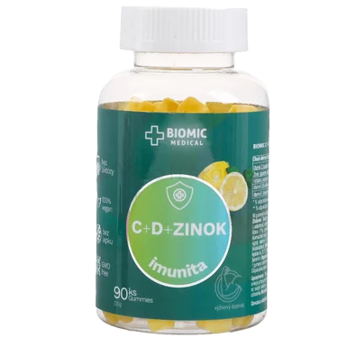 BIOMIC Vitamín C+D+ZINOK citrón 90 želé cukríkov
