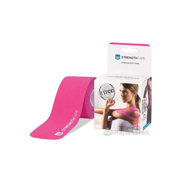 STRENGTHTAPE Kinesio tejpovacia páska ružová, 5cmx5m, predstrihaná 1ks