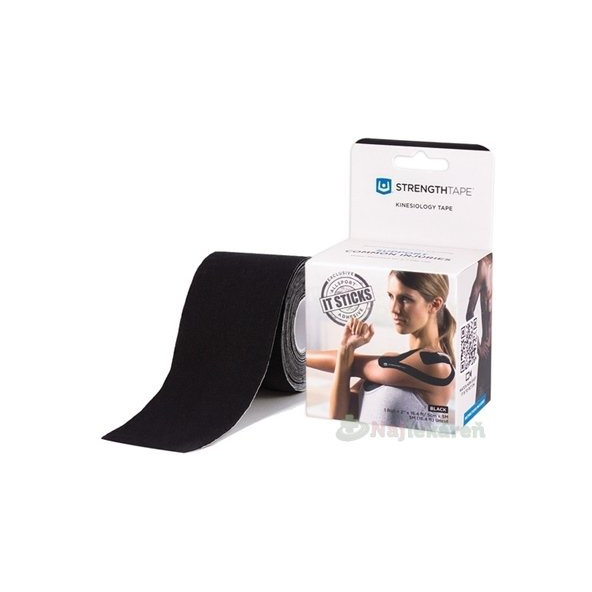 STRENGTHTAPE Kinesio tejpovacia páska čierna, 5cmx5m, nepredstrihaná 1ks