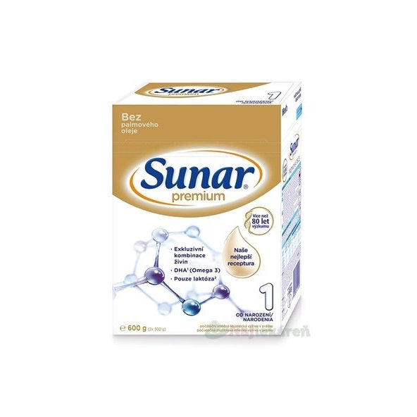 Sunar Premium 1 počiatočná mliečna výživa, 600g