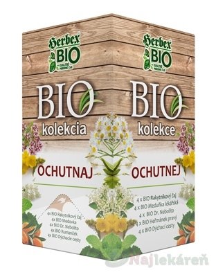 E-shop HERBEX BIO kolekcia OCHUTNAJ bylinné čaje 5 druhov po 4 vrecúška, 20ks