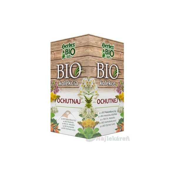 HERBEX BIO kolekcia OCHUTNAJ bylinné čaje 5 druhov po 4 vrecúška, 20ks