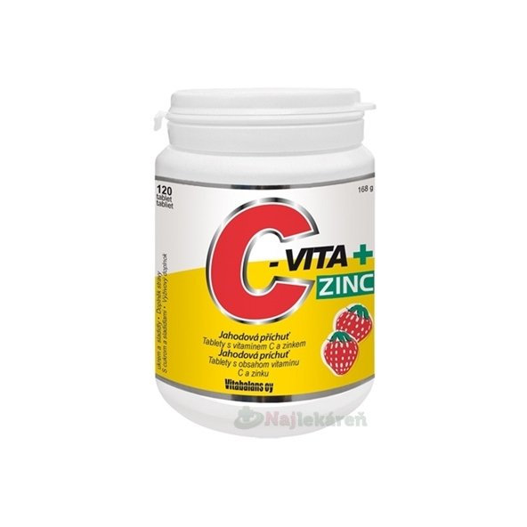 Vitabalans C-VITA + ZINC jahodová príchuť 120 tabliet