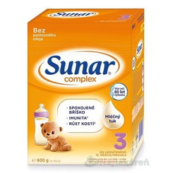 Sunar Complex 3 mliečna výživa (od ukonč. 12. mesiaca) 600g
