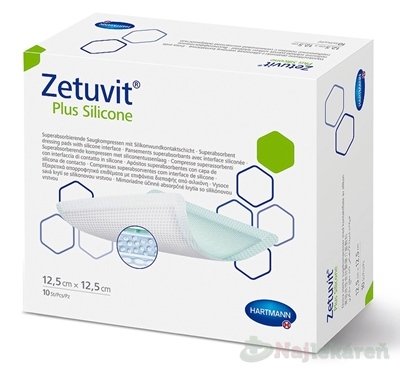 E-shop ZETUVIT Plus Silicone kompres sterilný (12,5x12,5cm) 10ks